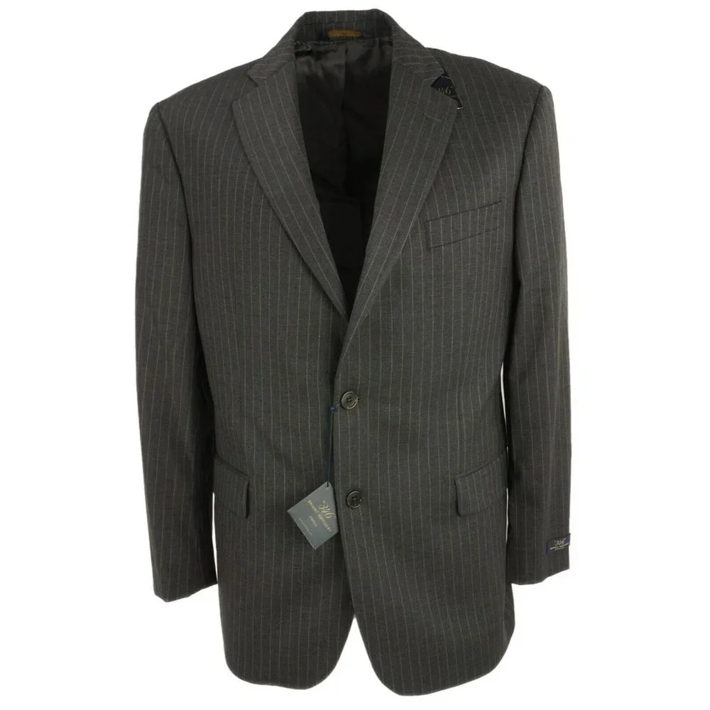 New Brooks Brothers 346 Stretch Mens 43R Gray Pin Stripe Twill Wool Notch Blazer